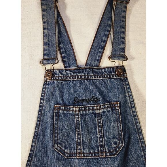 Doomsday Co UK Blue Denim Short Overalls Romper Sz XS 4" Inseam Streetwear - Picture 9 of 13